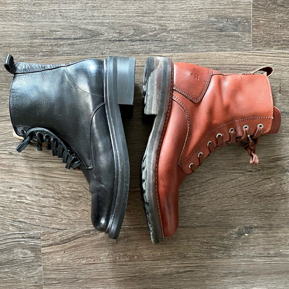 Frye Alice Black Combat Boots size 9- fit like 8.5 - Picture 4 of 12